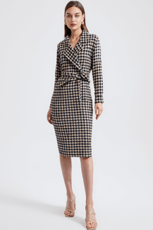 Houndstooth Long Coat