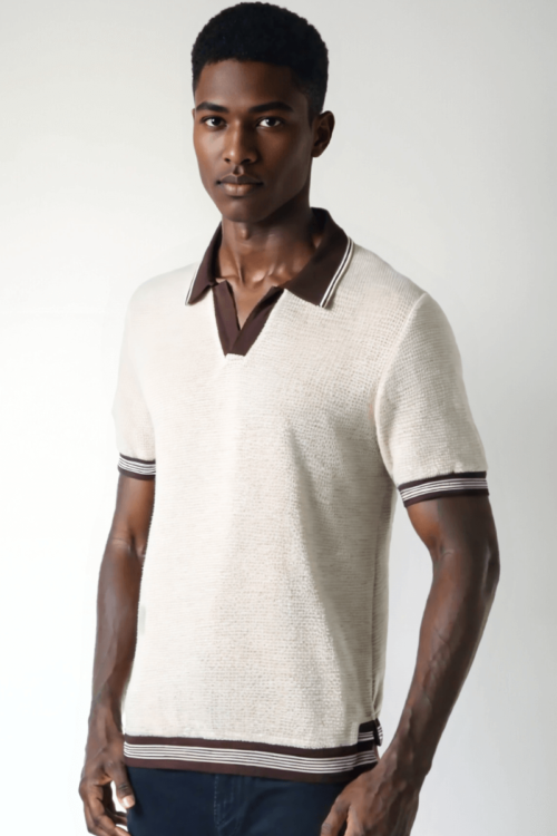 Bottom Striped White Polo