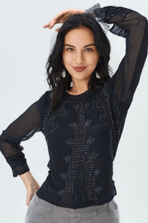 Black Lacey Modal Top