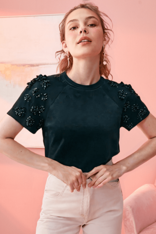 Black Beeded T-shirt