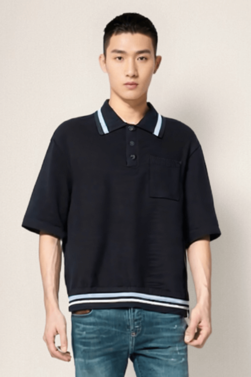 Black Bottom Striped Polo