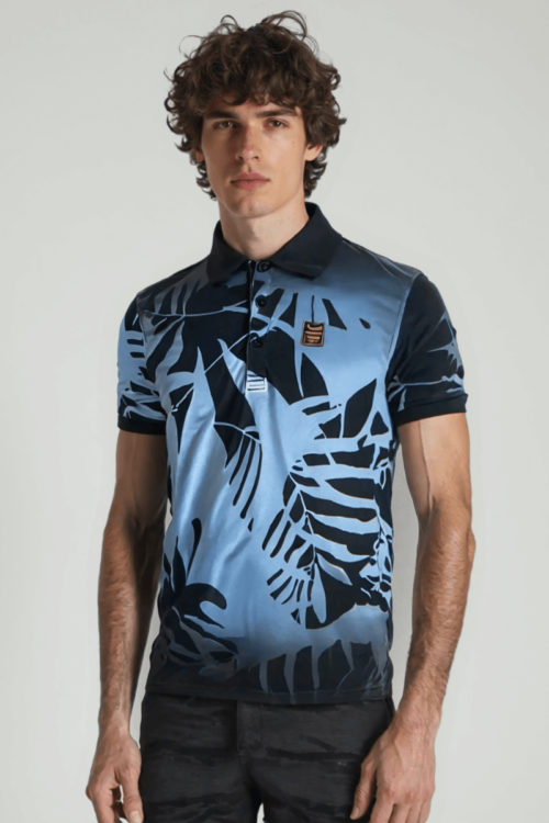 Abstract Floral Print Polo