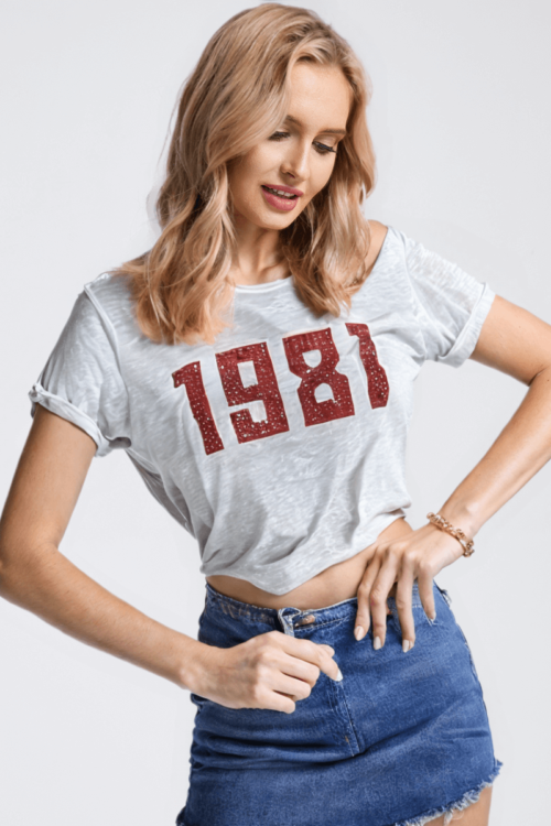 White Beaded/Printed T-Shirt