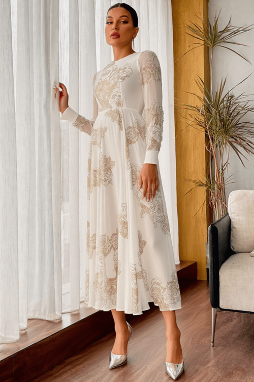 Chiffon Hand Embroidered Dress