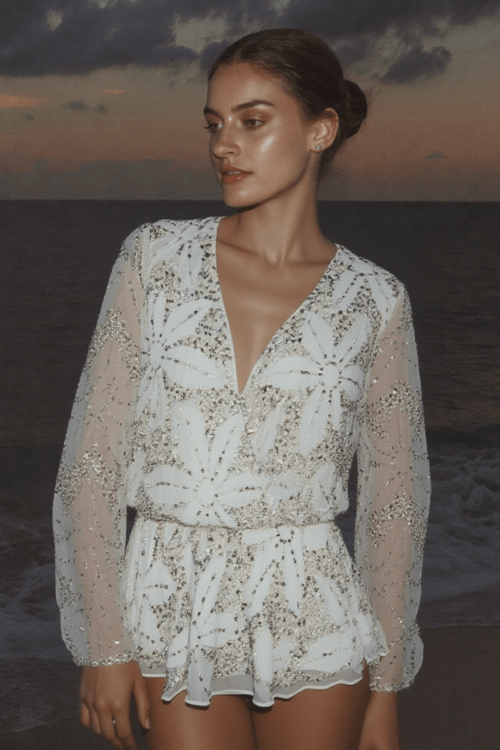 Hand Sequinned Georgette Jump Suit