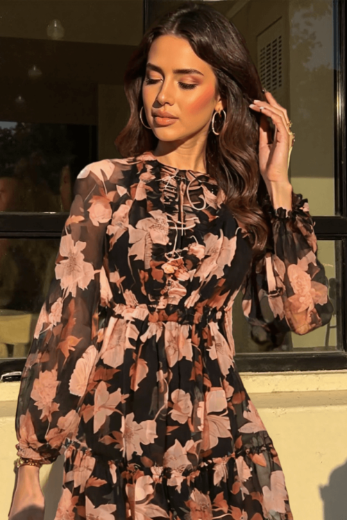 Floral Printed Chiffon Dress
