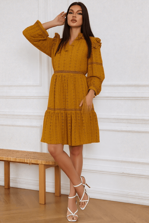 Cotton Schiffli Short Tier Dress