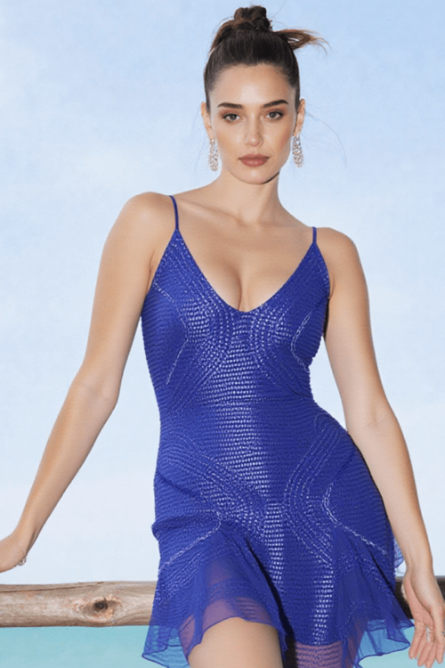 Dazzling Blue Sequinned Short Dress