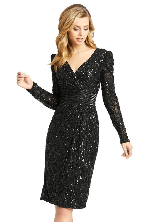 Dazzling Black Multi Sequinned Short Dress