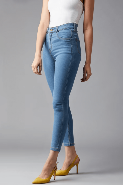 Women High-Rise Skinny Mid-Wash Jeans